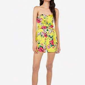 NWT: Express Satin Strapless Wrap Tie Romper